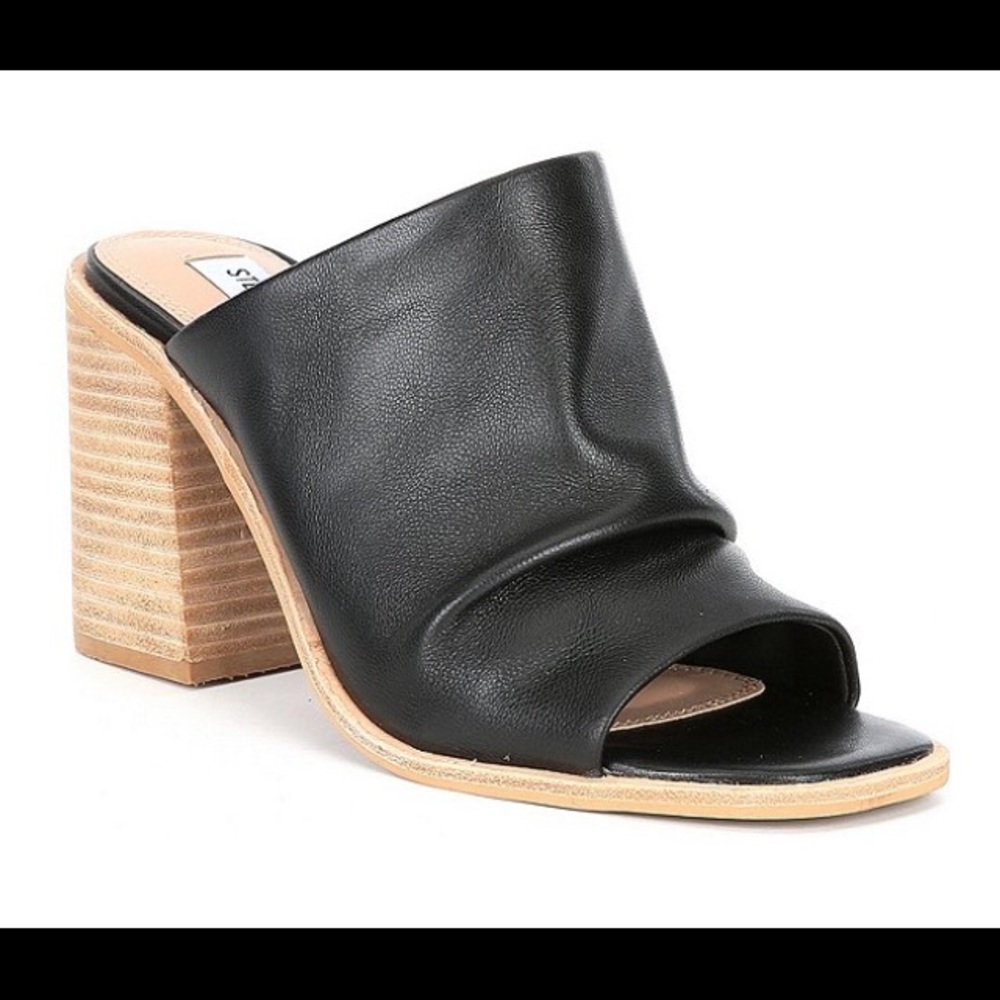 STEVE MADDEN Cru Leather Slouch Block Heel Mules